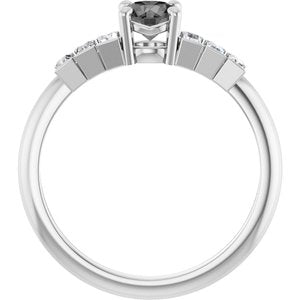 Sterling Silver Natural Gray Spinel & 1/3 CTW Natural Diamond Ring