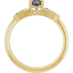 14K Yellow Gold Natural Gray Spinel & 1/3 CTW Natural Diamond Ring