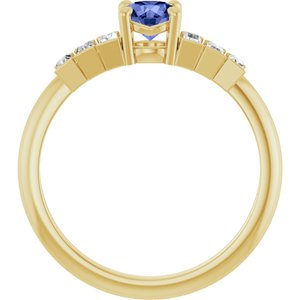 14K Yellow Gold Natural Tanzanite & 1/3 CTW Natural Diamond Ring
