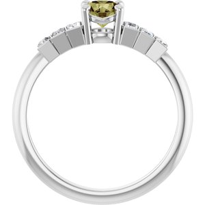 Platinum Natural Green Sapphire & 1/3 CTW Natural Diamond Ring