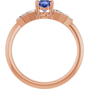 14K Rose Gold Natural Tanzanite & 1/3 CTW Natural Diamond Ring
