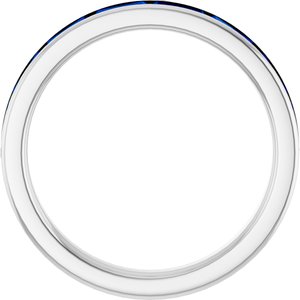 14K White Gold Natural Blue Sapphire Stackable Ring