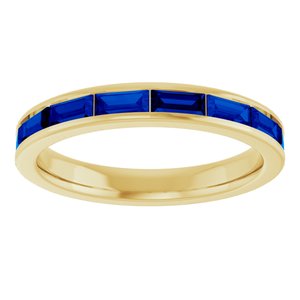14K Yellow Gold Natural Blue Sapphire Stackable Ring