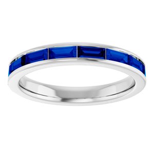14K White Gold Natural Blue Sapphire Stackable Ring