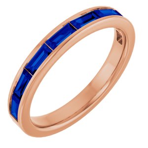 14K Rose Gold Natural Blue Sapphire Stackable Ring