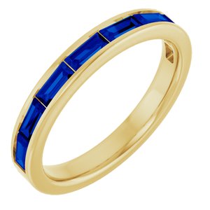 14K Yellow Gold Natural Blue Sapphire Stackable Ring