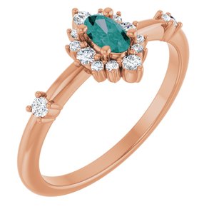 14K Rose Gold Lab-Grown Alexandrite & 1/6 CTW Natural Diamond Halo-Style Ring