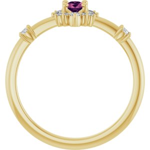 14K Yellow Gold Natural Pink Tourmaline & 1/6 CTW Natural Diamond Halo-Style Ring