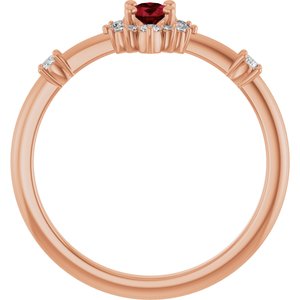 14K Rose Gold Natural Ruby & 1/6 CTW Natural Diamond Halo-Style Ring