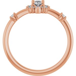 14K Rose Gold Natural White Sapphire & 1/6 CTW Natural Diamond Halo-Style Ring