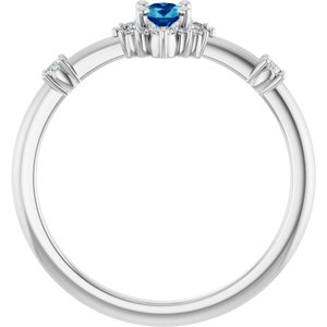 Platinum Natural Blue Zircon & 1/6 CTW Natural Diamond Halo-Style Ring