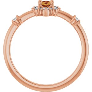 14K Rose Gold Natural Citrine & 1/6 CTW Natural Diamond Halo-Style Ring