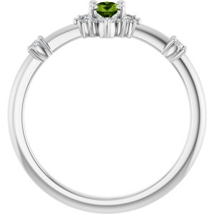 Sterling Silver Natural Peridot & 1/6 CTW Natural Diamond Halo-Style Ring