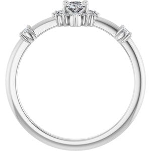 Platinum Natural White Sapphire & 1/6 CTW Natural Diamond Halo-Style Ring