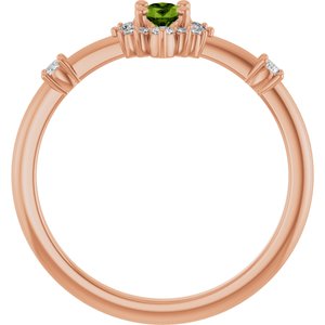 14K Rose Gold Natural Peridot & 1/6 CTW Natural Diamond Halo-Style Ring