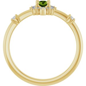 14K Yellow Gold Natural Peridot & 1/6 CTW Natural Diamond Halo-Style Ring