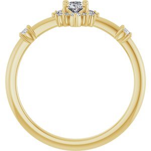14K Yellow Gold Natural White Sapphire & 1/6 CTW Natural Diamond Halo-Style Ring