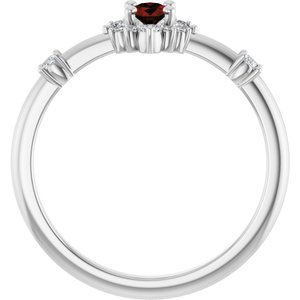 Sterling Silver Natural Mozambique Garnet & 1/6 CTW Natural Diamond Halo-Style Ring