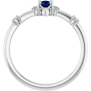 Sterling Silver Natural Blue Sapphire & 1/6 CTW Natural Diamond Halo-Style Ring