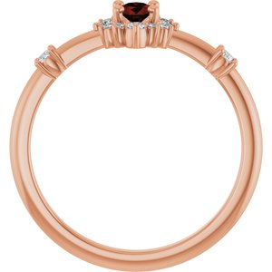 14K Rose Gold Natural Mozambique Garnet & 1/6 CTW Natural Diamond Halo-Style Ring
