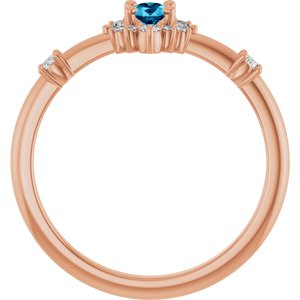 14K Rose Gold Natural Aquamarine & 1/6 CTW Natural Diamond Halo-Style Ring