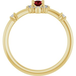 14K Yellow Gold Lab-Grown Ruby & 1/6 CTW Natural Diamond Halo-Style Ring