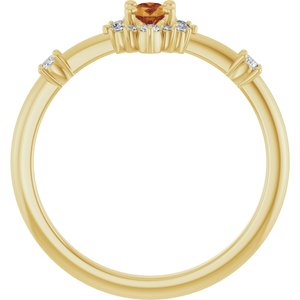 14K Yellow Gold Natural Citrine & 1/6 CTW Natural Diamond Halo-Style Ring