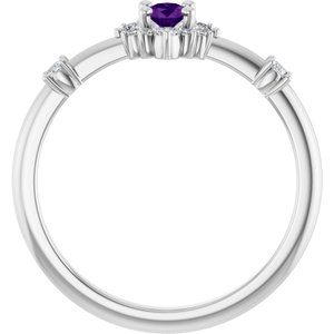 Platinum Natural Amethyst & 1/6 CTW Natural Diamond Halo-Style Ring
