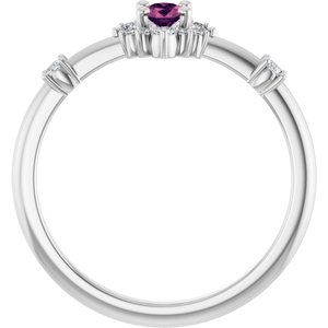 14K White Gold Natural Pink Tourmaline & 1/6 CTW Natural Diamond Halo-Style Ring