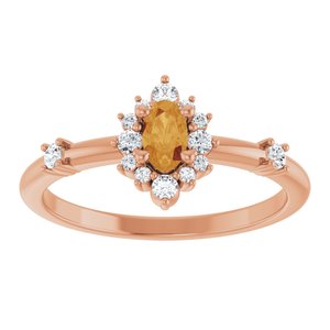 14K Rose Gold Natural Citrine & 1/6 CTW Natural Diamond Halo-Style Ring