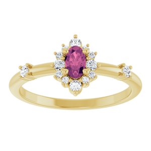 14K Yellow Gold Natural Pink Tourmaline & 1/6 CTW Natural Diamond Halo-Style Ring