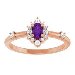 14K Rose Gold Natural Amethyst & 1/6 CTW Natural Diamond Halo-Style Ring