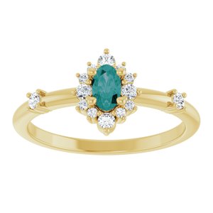 14K Yellow Gold Lab-Grown Alexandrite & 1/6 CTW Natural Diamond Halo-Style Ring