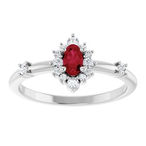14K White Gold Lab-Grown Ruby & 1/6 CTW Natural Diamond Halo-Style Ring