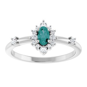 Platinum Lab-Grown Alexandrite & 1/6 CTW Natural Diamond Halo-Style Ring