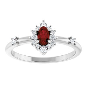 Sterling Silver Natural Mozambique Garnet & 1/6 CTW Natural Diamond Halo-Style Ring