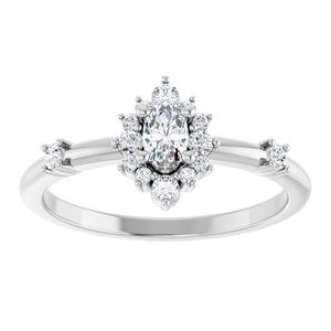 Platinum Natural White Sapphire & 1/6 CTW Natural Diamond Halo-Style Ring