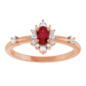 14K Rose Gold Lab-Grown Ruby & 1/6 CTW Natural Diamond Halo-Style Ring