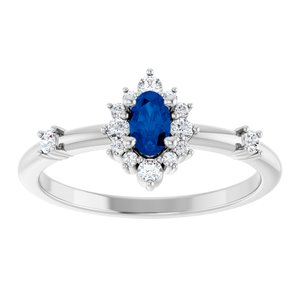 Platinum Natural Blue Sapphire & 1/6 CTW Natural Diamond Halo-Style Ring