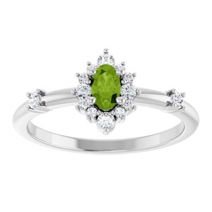 Sterling Silver Natural Peridot & 1/6 CTW Natural Diamond Halo-Style Ring