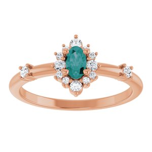 14K Rose Gold Lab-Grown Alexandrite & 1/6 CTW Natural Diamond Halo-Style Ring