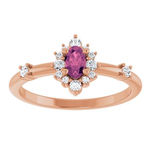 14K Rose Gold Natural Pink Tourmaline & 1/6 CTW Natural Diamond Halo-Style Ring