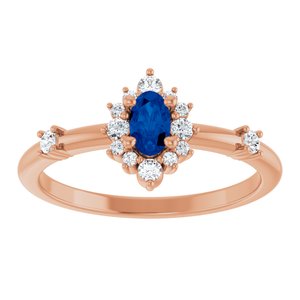 14K Rose Gold Lab-Grown Blue Sapphire & 1/6 CTW Natural Diamond Halo-Style Ring