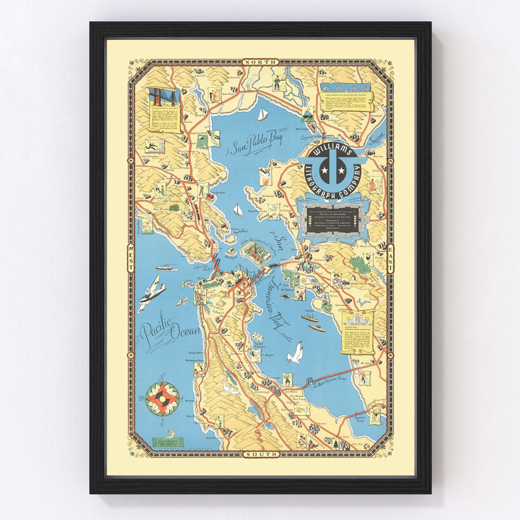 Vintage Map of San Francisco Bay, 1939
