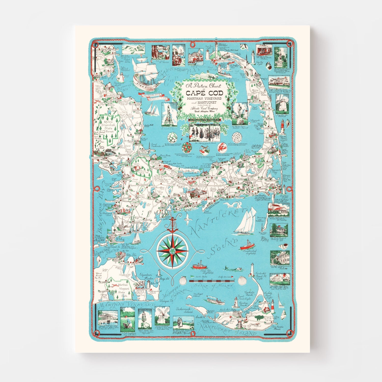 Vintage Map of Cape Cod, 1955