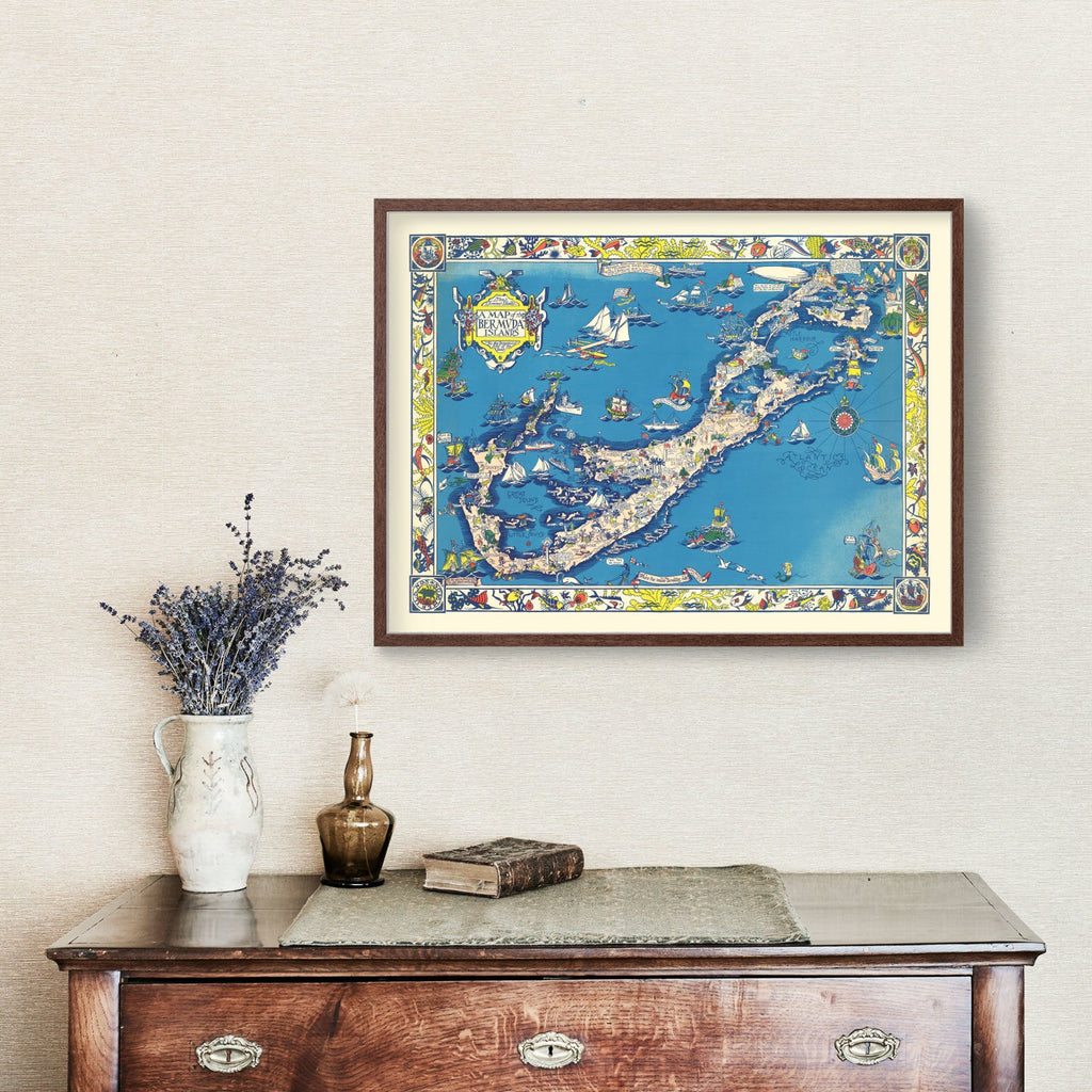 Vintage Map of Bermuda Islands, 1930