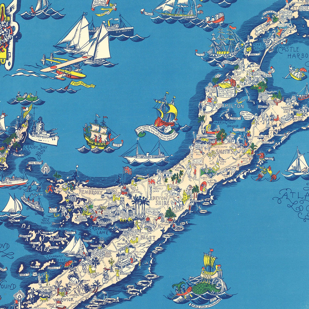 Vintage Map of Bermuda Islands, 1930