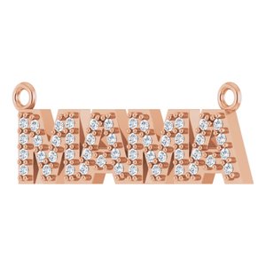14K Rose Gold 1/10 CTW Natural Diamond "Mama" Necklace Center