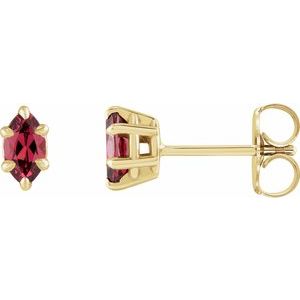 14K White Gold Natural Rhodolite Garnet Stud Earrings