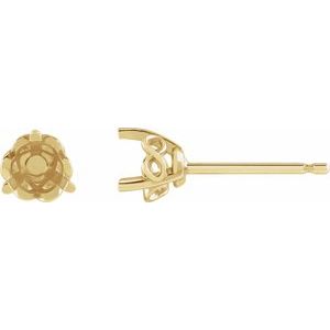 14K Yellow Gold 3 mm Round 3-prong Infinity-Inspired Earring Mounting